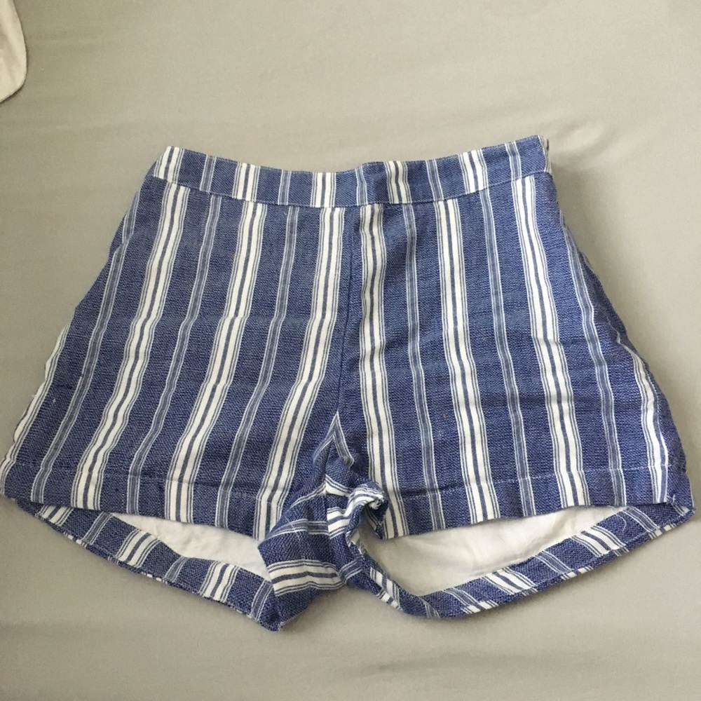 Blue & White Striped Shorts
